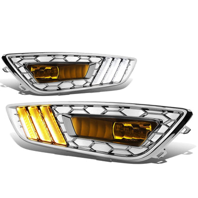 2015-2017 Ford Focus LED DRL Fog Lights with Bezel Chrome Yellow