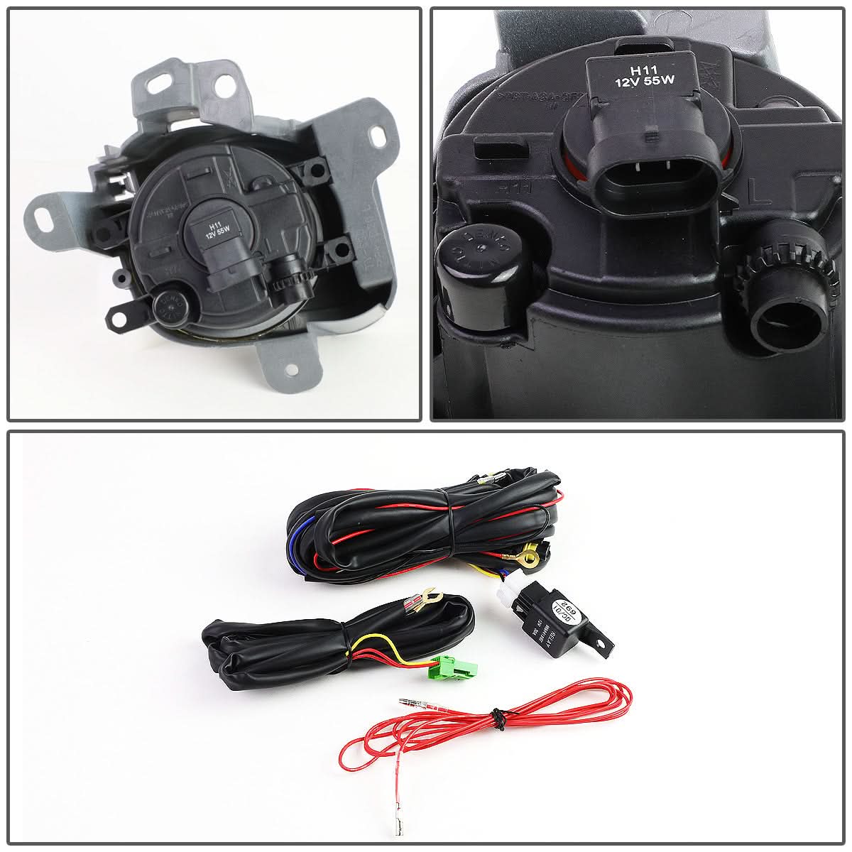 10-12 Toyota Prius Fog Lights with Switch & Bezel - Smoke H11