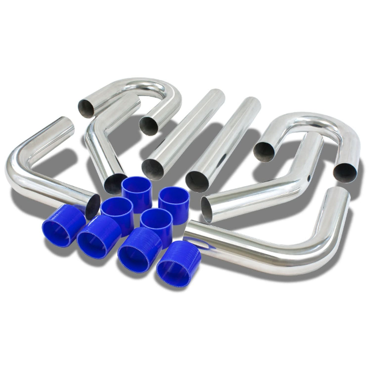 Universal Intercooler Piping Kit 2.75" 8PC Aluminum Pipes Hoses Clamps