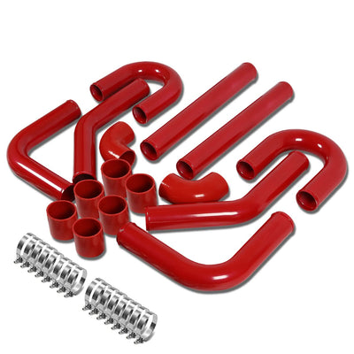 Universal 3.00" Aluminum Intercooler Piping Kit - 8PC w/ Hoses & Clamps