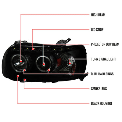 Spec-D 05-07 Ford Escape Dual Halo Projector Headlights Smoked