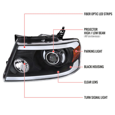 Spec-D 04-08 Ford F150 06-08 Lincoln Mark Headlights Black