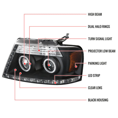 Spec-D 04-08 Ford F150 06-08 Lincoln Mark Projector Headlights Chrome