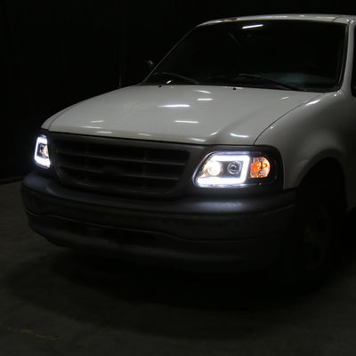 Spec-D 97-04 Ford F-150 Projector Headlights LED C-Bar Black
