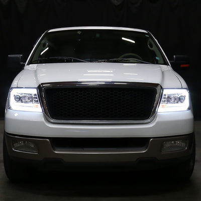 Spec-D 04-08 Ford F150 Projector Headlights LED Bar Chrome