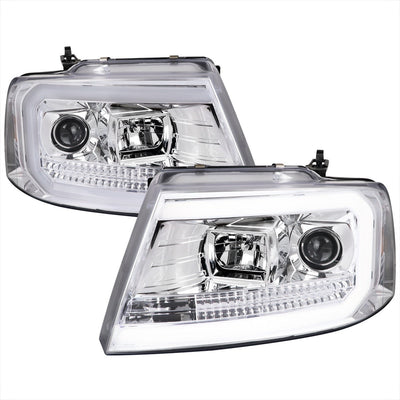 Spec-D 04-08 Ford F150 Projector Headlights LED Bar Chrome