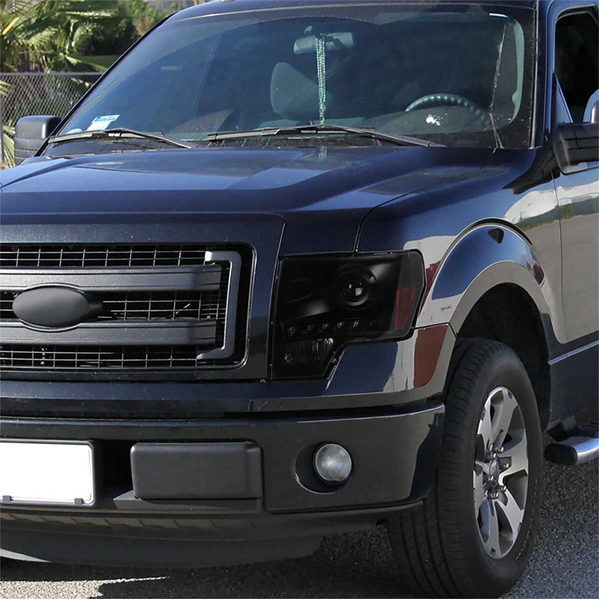 Spec-D 09-14 Ford F150 Projector Headlights LED DRL Black/Smoked