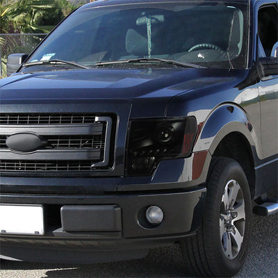 Spec-D 09-14 Ford F150 Projector Headlights LED DRL Black/Smoked