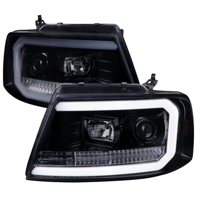 Spec-D 04-08 F-150/Mark LT Headlights LED C-Bar Smoked