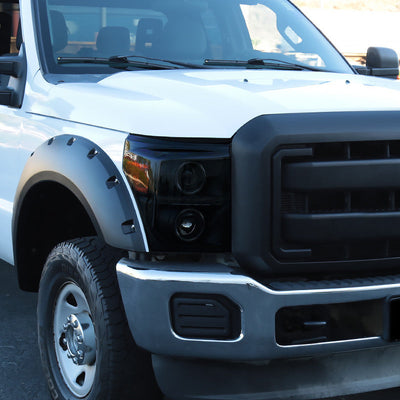 Spec-D 11-16 Ford F-250/F-350/F-450/F-550 Headlights Halo Black/Smoked