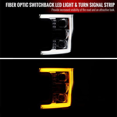 Spec-D 17-19 Ford F250 Projector Headlights LED Bar Chrome