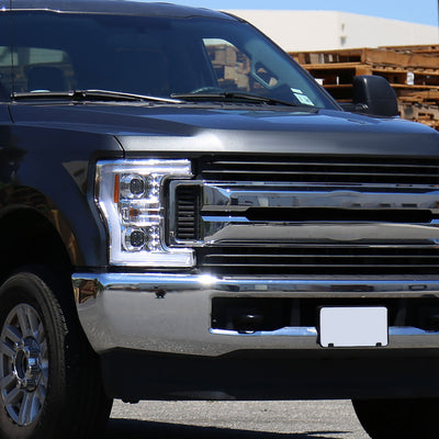 Spec-D 17-19 Ford F250 Projector Headlights LED Bar Chrome
