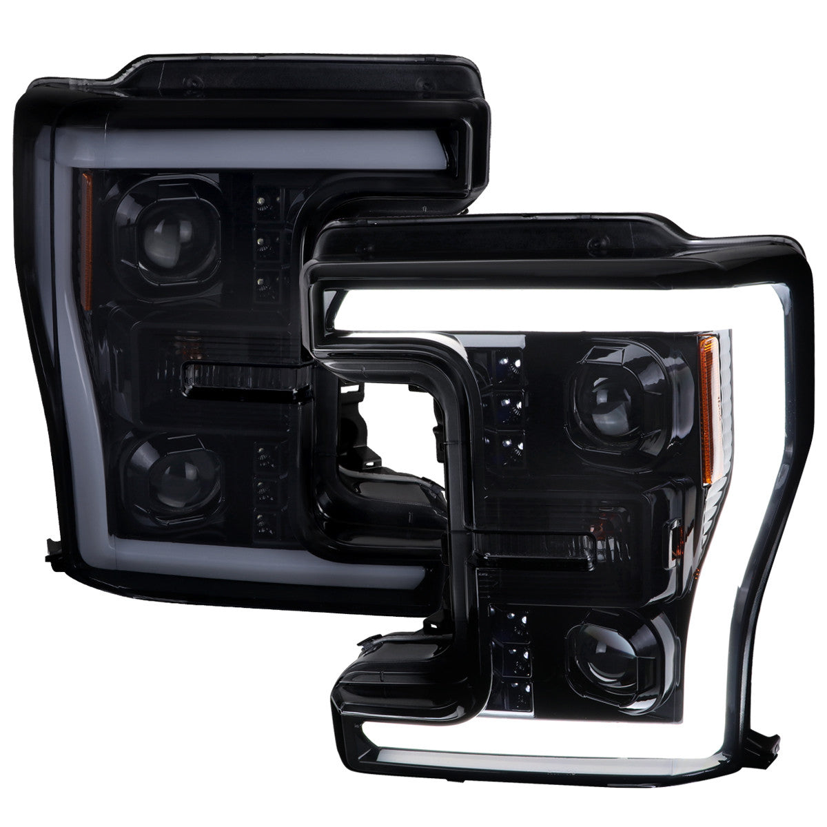 Spec-D 17-19 Ford F250 Projector Headlights SEQ LED Bar Black