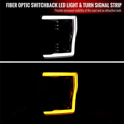 Spec-D 17-19 Ford F250 Projector Headlights SEQ LED Bar Black
