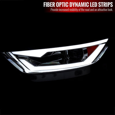 Spec-D 15-17 Mustang LED Bar Headlights Chrome OEM HID