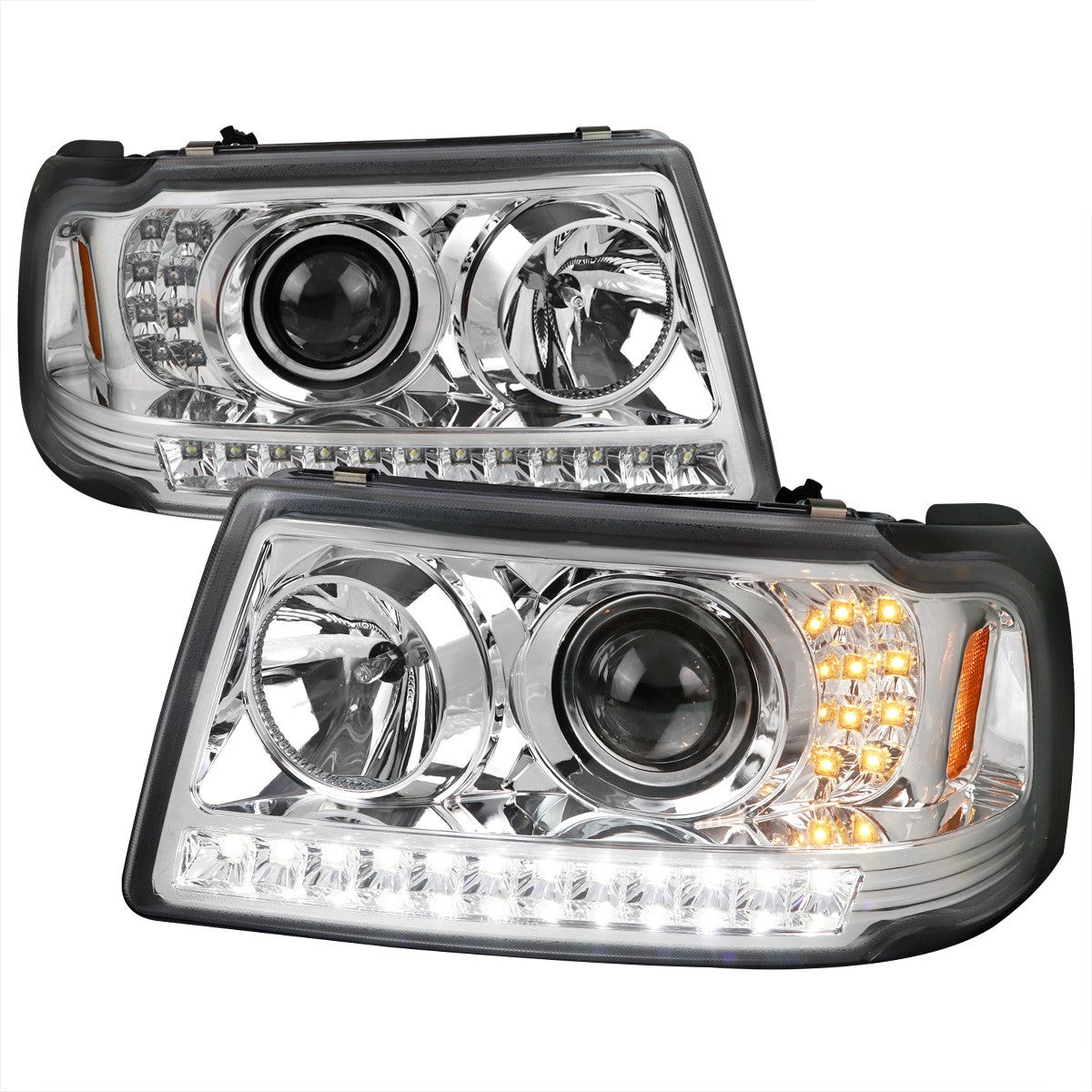 Spec-D 01-11 Ford Ranger Headlights LED Strip Projector Chrome