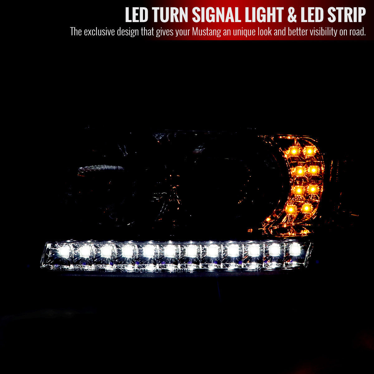 Spec-D 01-11 Ford Ranger Headlights LED Strip Projector Chrome