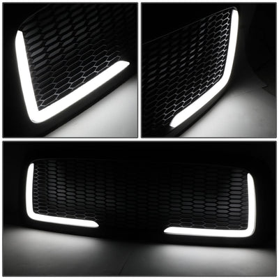 02-05 Dodge Ram Honeycomb Mesh Grille w/ LED DRL Lights Matte Black