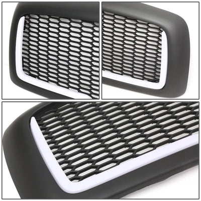 02-05 Dodge Ram Honeycomb Mesh Grille w/ LED DRL Lights Matte Black