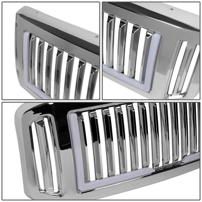 05-07 Ford F-250 F-350 F-450 F-550 Vertical Fence LED DRL Grille Chrome