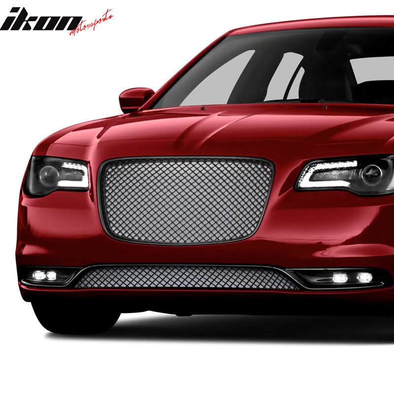 2015-2023 Chrysler 300 300C B Style Black Front Bumper Upper Grille