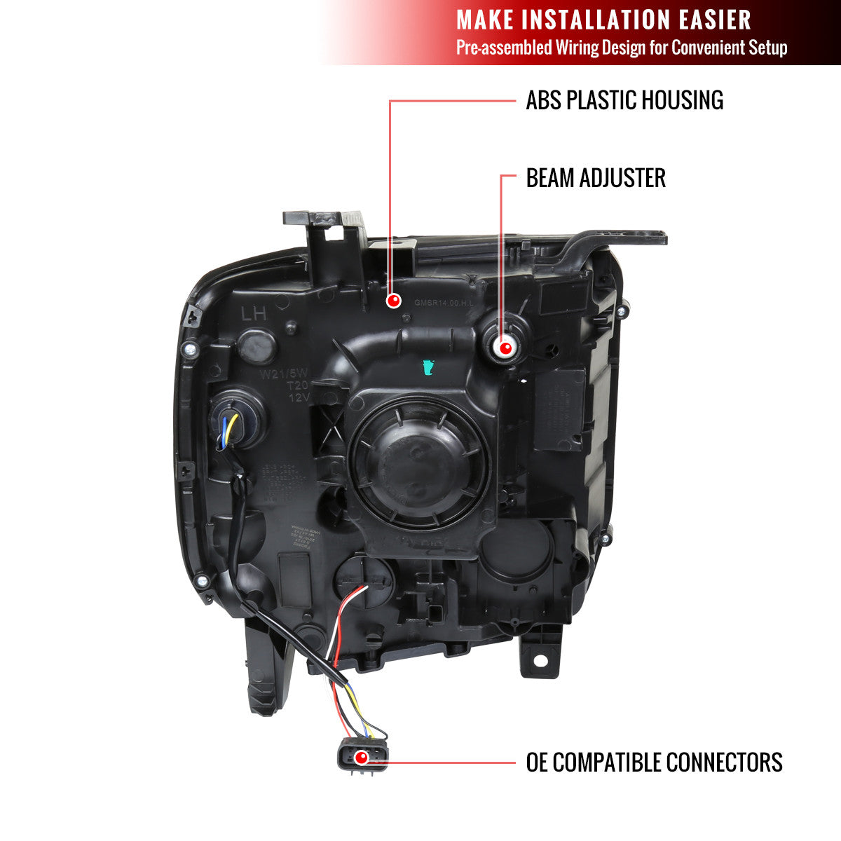 Spec-D 14-19 GMC Sierra Headlights Projector Matte Black
