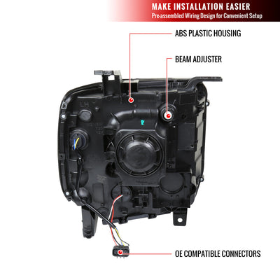 Spec-D 14-19 GMC Sierra Headlights Projector Matte Black
