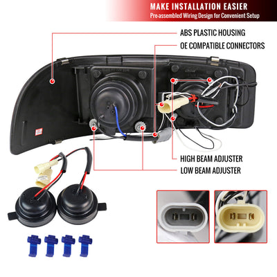 Spec-D 00-06 GMC Denali Dual Projector Headlights Black