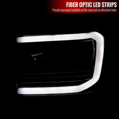 Spec-D 07-14 GMC Sierra Headlights LED C-Bar Projector Black/Clear