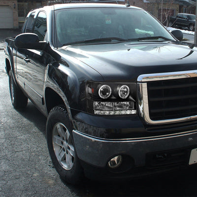 Spec-D 07-14 GMC Sierra Pickup Halo Projector Headlights Black