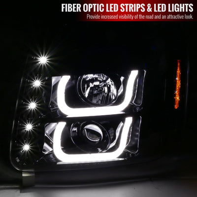 Spec-D 07-14 GMC Yukon Denali U-Shape LED Headlights Black