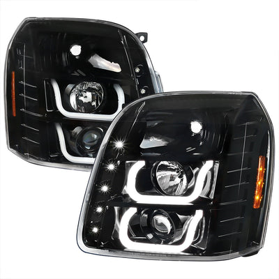 Spec-D 07-14 GMC Yukon Denali U-Shape LED Headlights Black