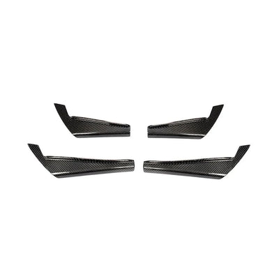 Audi A4 / RS4 B9 (2017-2020) Carbon Fiber Front Canards – RS4 Style Aftermarket Bumper Fins (4PC)