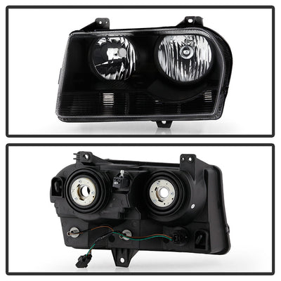 SPYDER Xtune Chrysler 300 05-08 Halogen Non-Projection Style Only Crystal Headlights Black HD-JH-C305-HA-BK 9026423