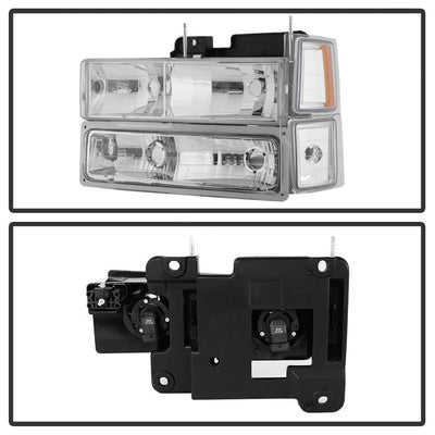 SPYDER Xtune Chevy Suburban 94-98 Headlights w/ Corner & Parking Lights 8pcs Chrome HD-JH-CCK88-AM-C-SET 5069535