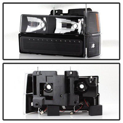 SPYDER Xtune 92-94 Blazer Full Size Corner/LED Bumper Headlights Black HD-JH-CCK88-LED-AM-BK-SET 5069542