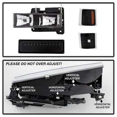 SPYDER Xtune 92-94 Blazer Full Size Corner/LED Bumper Headlights Black HD-JH-CCK88-LED-AM-BK-SET 5069542
