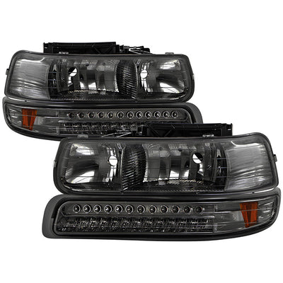 SPYDER Xtune Chevy TahOE 00-06 Headlights w/ LED Bumper Lights Amber Smoke HD-JH-CSIL99-LED-SET-SM 5069481