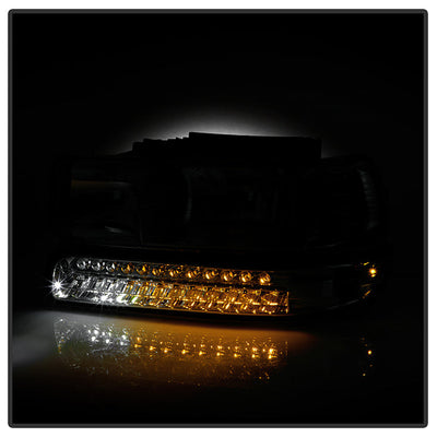 SPYDER Xtune Chevy TahOE 00-06 Headlights w/ LED Bumper Lights Amber Smoke HD-JH-CSIL99-LED-SET-SM 5069481