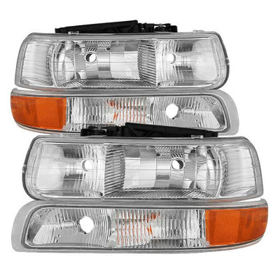 SPYDER xTune Chevy Silverado 1500 99-02 OEM Style Headlights w/ Bumper Lights - Chrome HD-JH-CSIL99-OE-SET 9035111