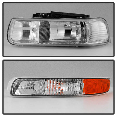 SPYDER xTune Chevy Silverado 1500 99-02 OEM Style Headlights w/ Bumper Lights - Chrome HD-JH-CSIL99-OE-SET 9035111