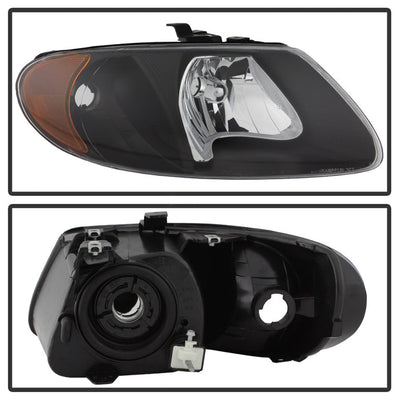 SPYDER Xtune Chrysler Voyager & Grand Voyager 01-03 Crystal Headlights Black HD-JH-DCA01-AM-BK 9024887
