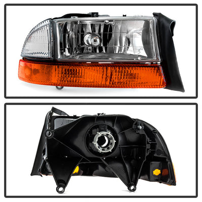 SPYDER xTune Dodge Dakota 97-04 OEM Style Headlights w/ Bumper Signal Lights - Chrome HD-JH-DDAK97-OE-SET 9035128