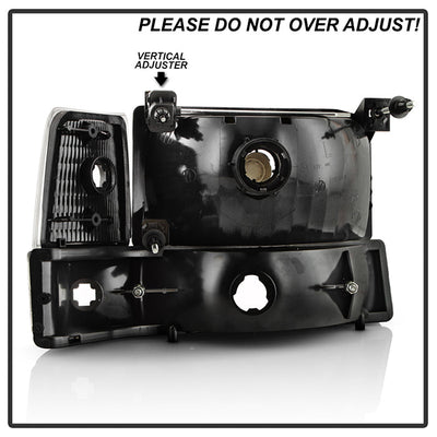 SPYDER Xtune Ford F150/Bronco 92-96 Headlights w/Corner Bumper 6pcs Amber- Black HD-JH-FB92-SET-AM-BK 5073136