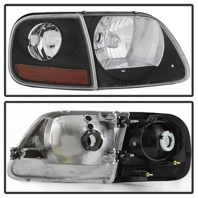 SPYDER xTune 97-03 Ford F-150 4pc OEM Style Headlights w/Corner - Black (HD-JH-FF15097-L-SET-BK) 9042638