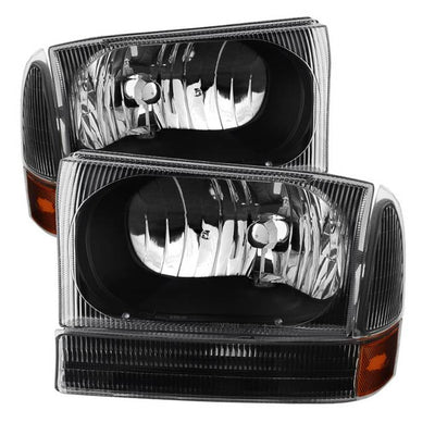 SPYDER Xtune Ford F250/350/450 Superduty 99-04 Crystal Headlights w/ Bumper Lights HD-JH-FF25099-AM-BK 9025402