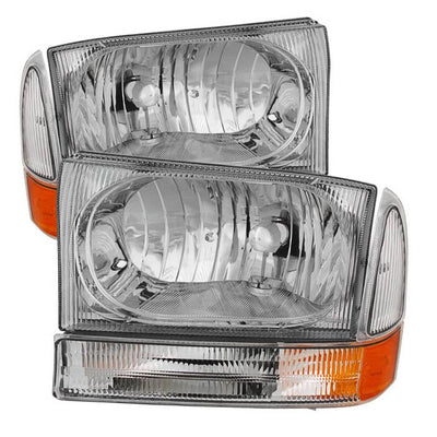 SPYDER Xtune Ford F250/350/450 Superduty 99-04 Crystal Headlights w/ Bumper Lights HD-JH-FF25099-AM-C 9025419