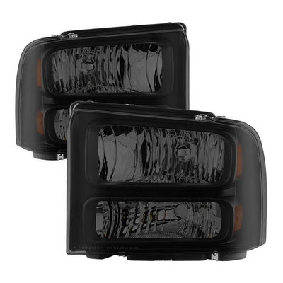 SPYDER Xtune Ford F250 F350 F450 Superduty Excursion 99-04 Headlights Black Smoked HD-JH-FF25099-HA-BSM 9033001