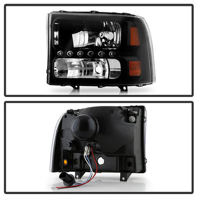 SPYDER Xtune Ford F250 F350 Super Duty 99-04 1Pc Headlights w/ LED Black HD-JH-FF25099-LED-BK 9026164
