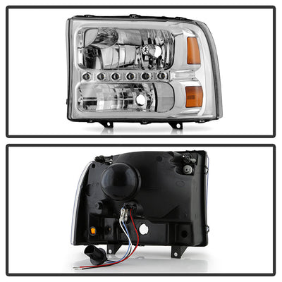 SPYDER Xtune Ford F250 F350 Super Duty 99-04 1Pc Headlights w/ LED Chrome HD-JH-FF25099-LED-C 9026171